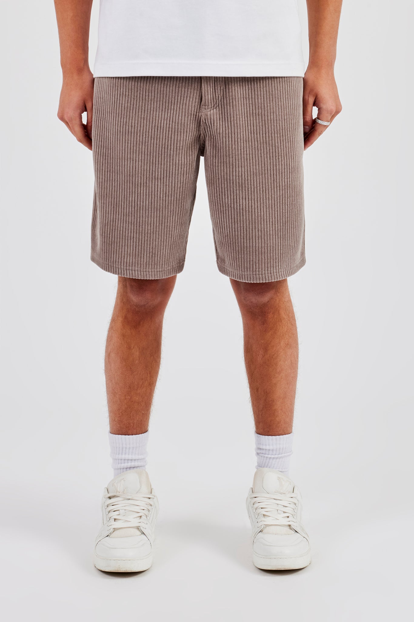 Lockere Cordshorts - Taupe